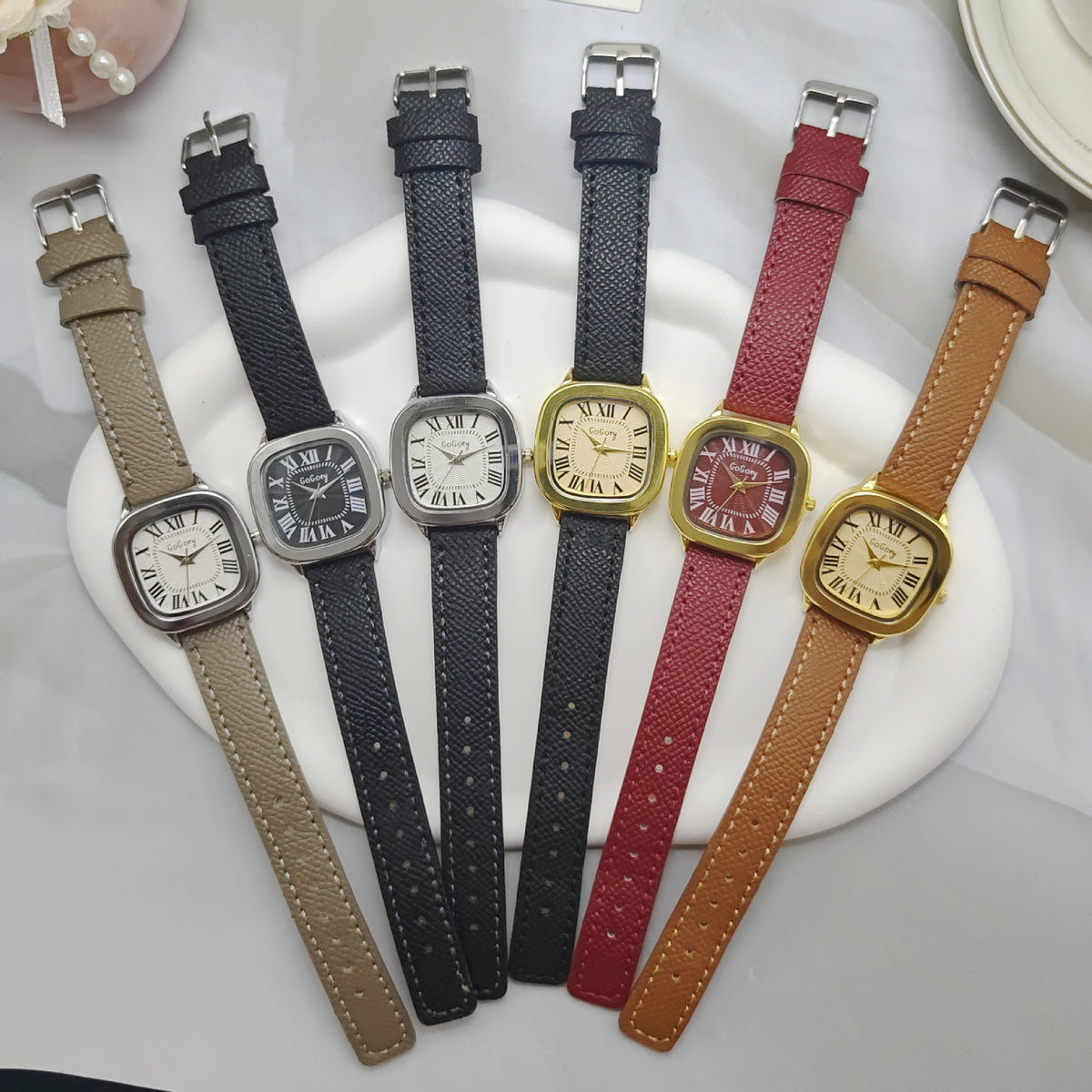Relógio Retro Números Romanos - Bracelete de Pele Sintética