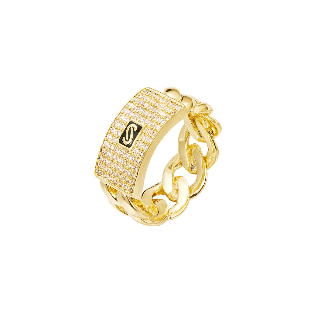 Anel Cravejado - Banhado a Ouro