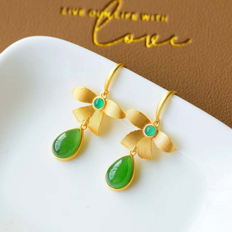Brincos Pendentes Jaspe Verde - detalhe