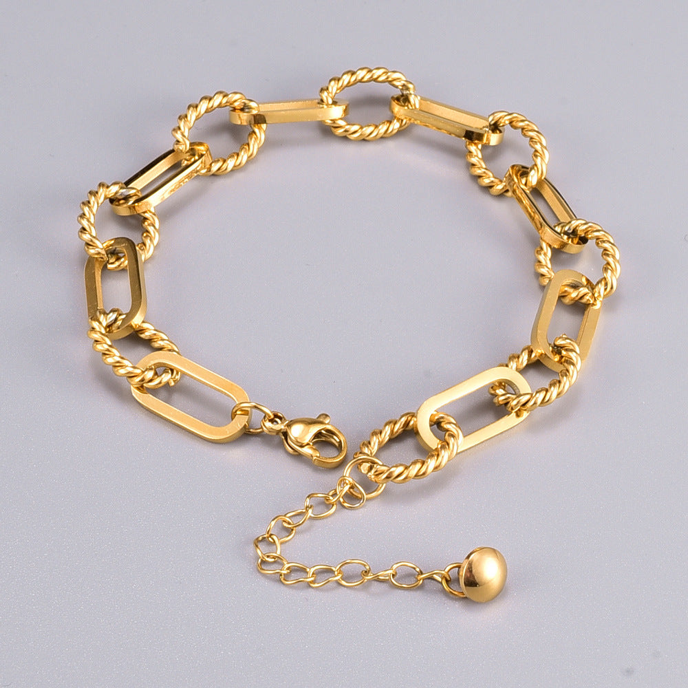 Pulseira Corrente Grossa Punk - Aço Titânio