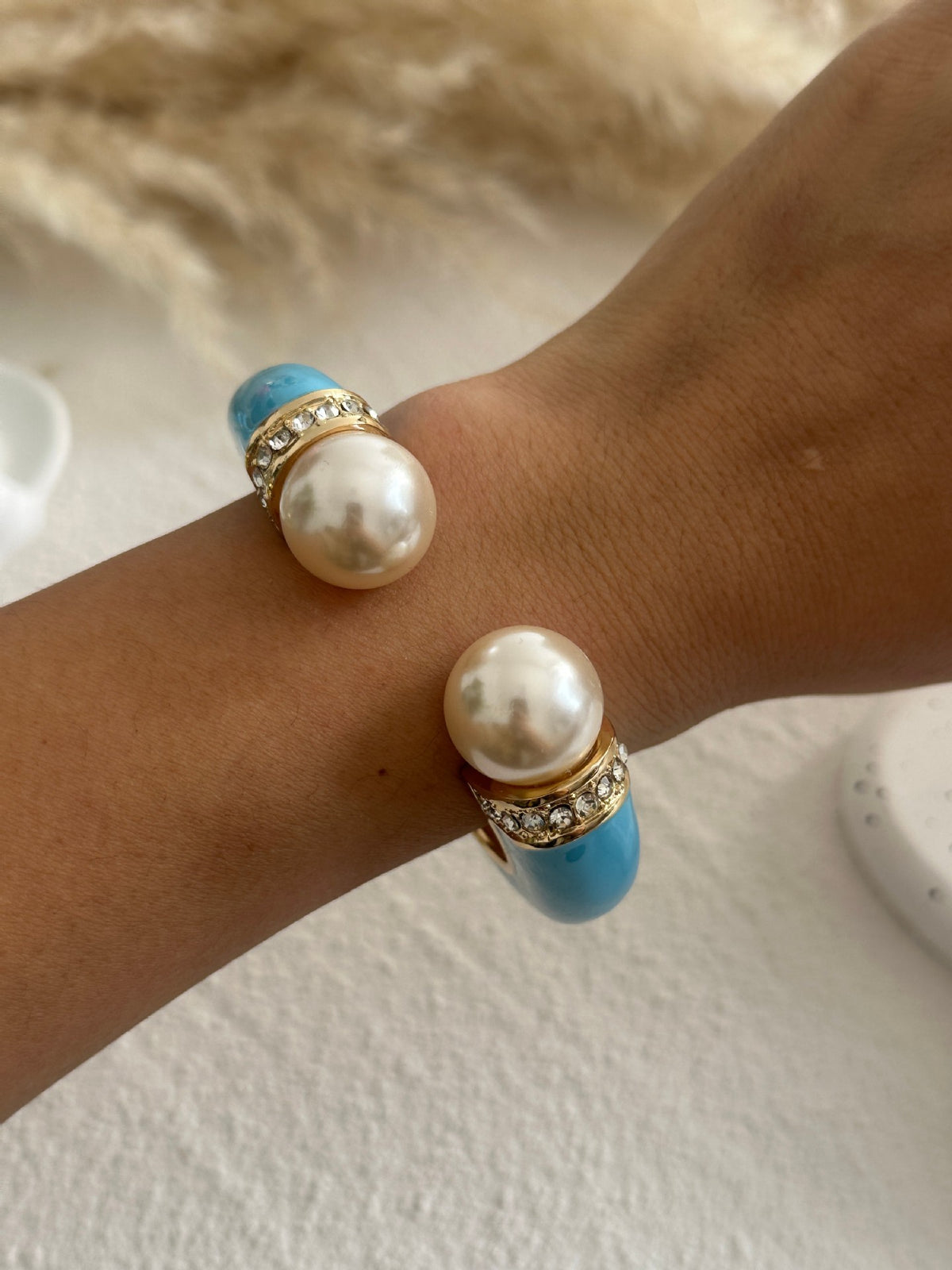 Pulseira Versátil Premium - Azul e Dourado Perolado