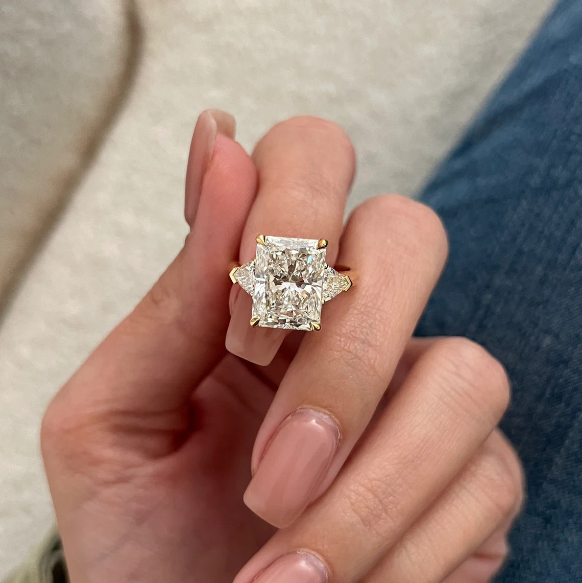 Rectangular Cut Diamond High End Fashionable Trendy Ring
