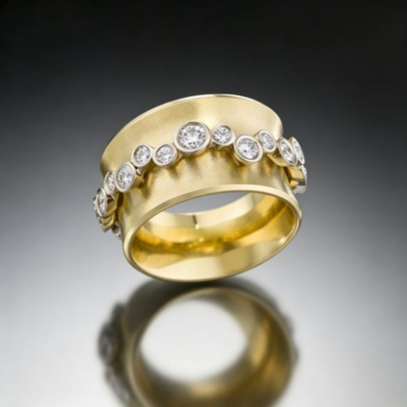 Womens Versatile Diamond Ring Light-luxury Style
