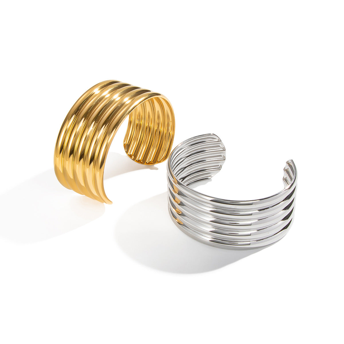 Pulseira Elos Largos Aberta - Aço Inoxidável