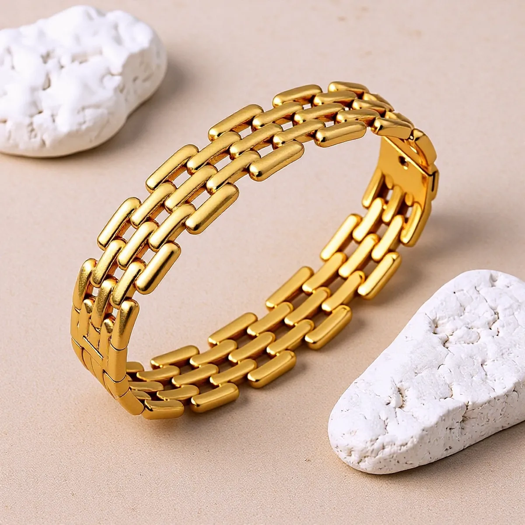 Pulseira Fivela Larga - Aço Inoxidável