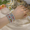 Women's Vintage Bracelet With Rhinestones, Elastic Wide Bracelet, Factory Price Wholesale, Artistic Retro Style