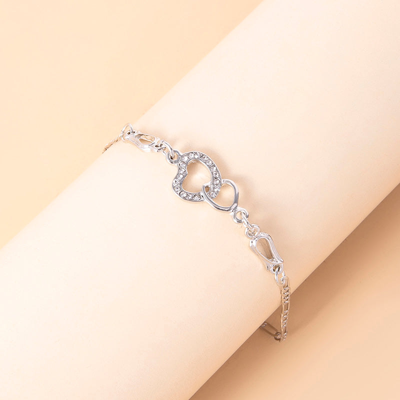 Conjunto Coração Romântico - Pulseira, Colar e Brincos