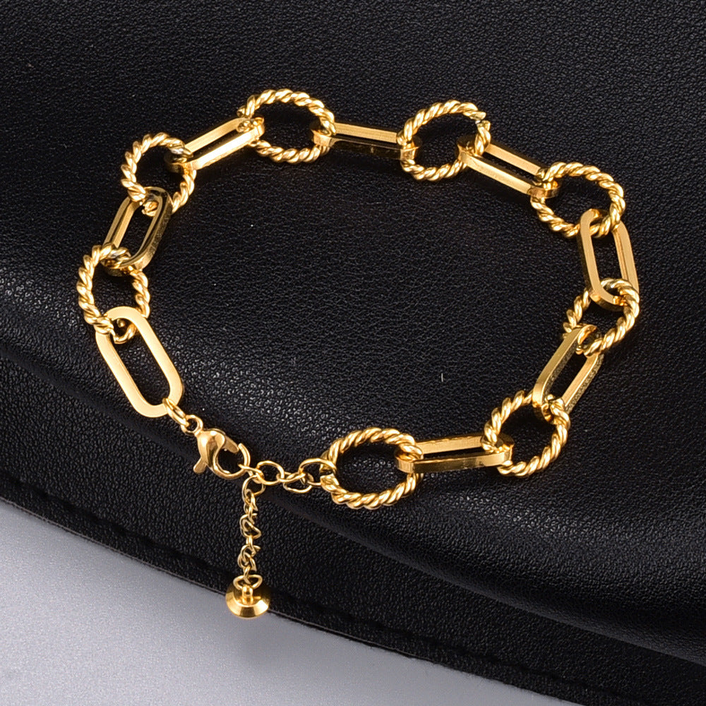 Pulseira Corrente Grossa Punk - Aço Titânio