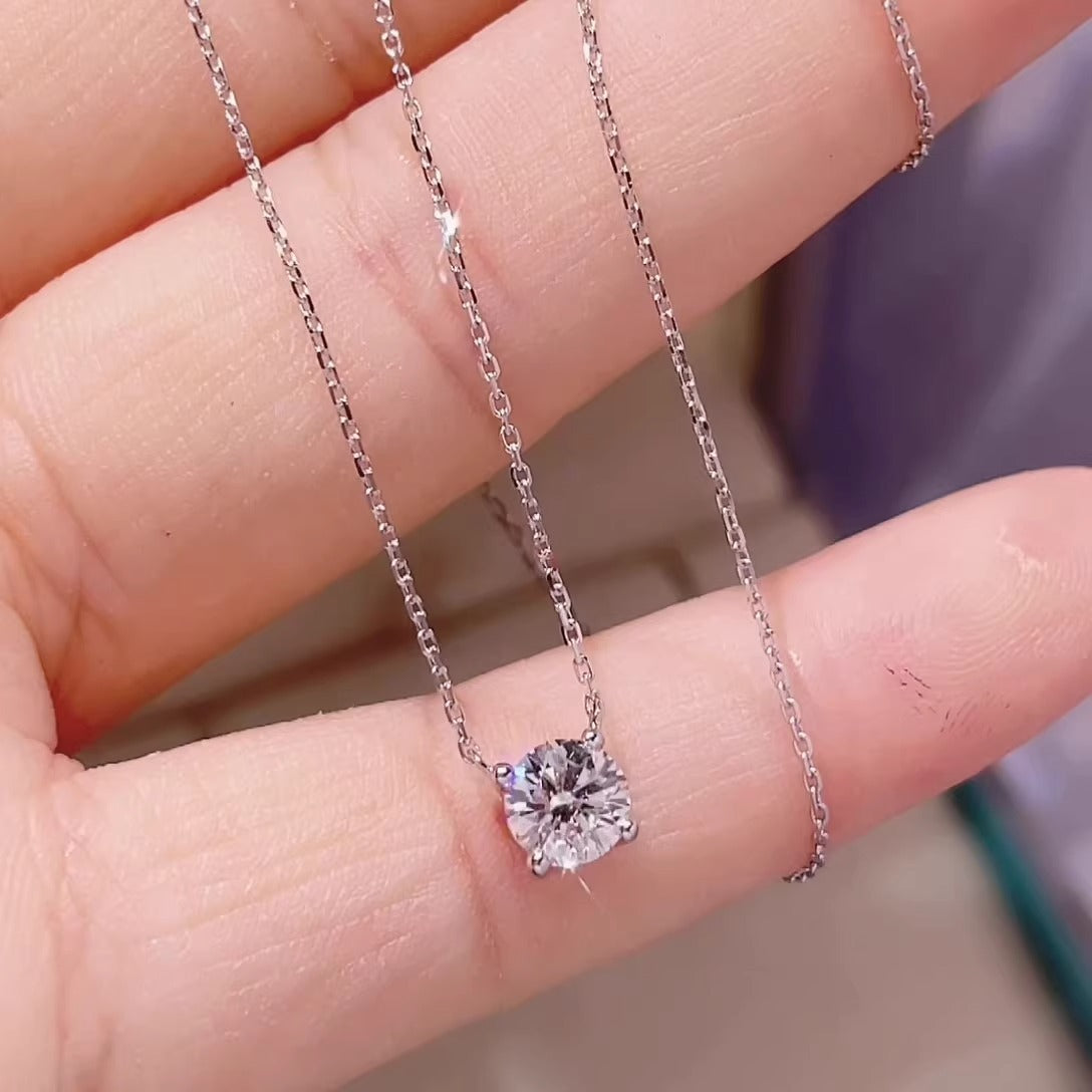 Colar Solitário Moissanite Prata 925