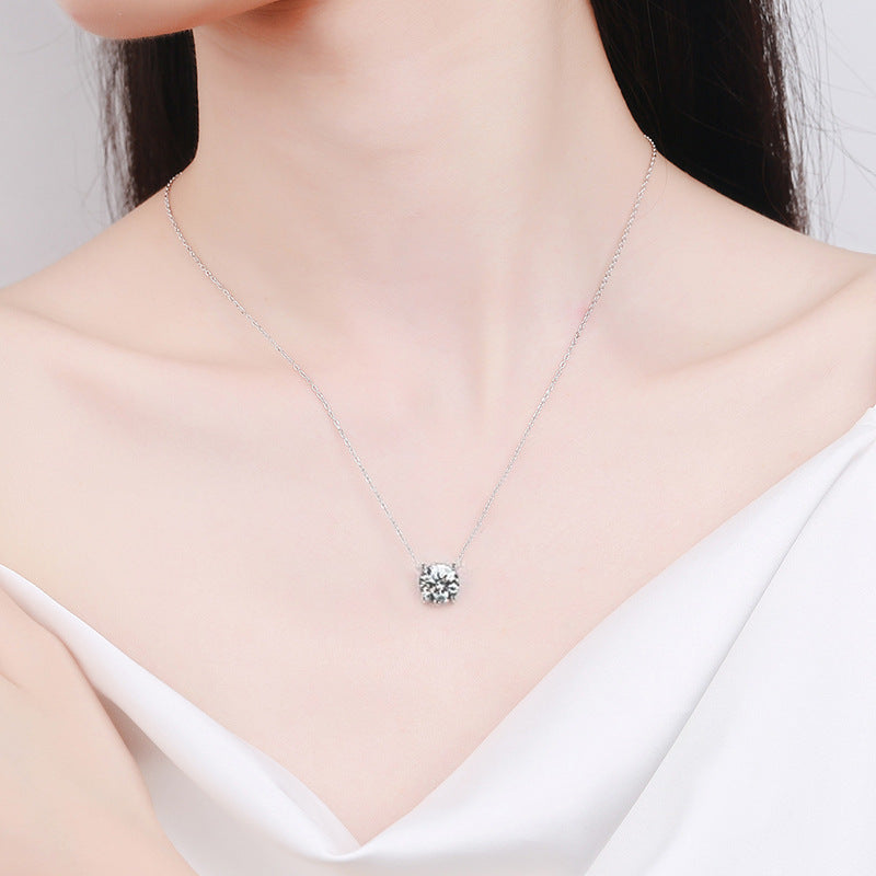 Colar Solitário Moissanite Prata 925