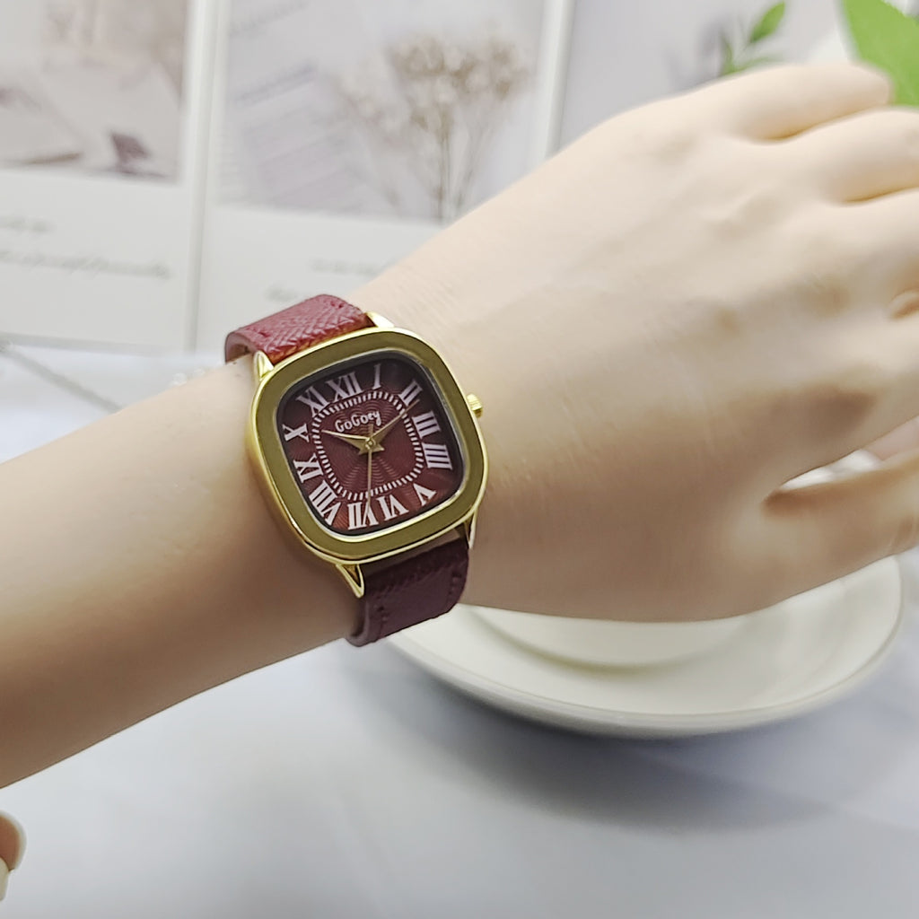 Relógio Retro Números Romanos - Bracelete de Pele Sintética