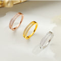 European And American Retro Titanium Steel Zircon Ring For Women