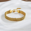 European American Trendy Stainless Steel Chunky Chain Bracelet, Woven Snake Bone Chain Choker Necklace For Women, Simple Fashion Jewelry