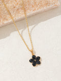 Colar Elegante com Pingente de Flor - Preto