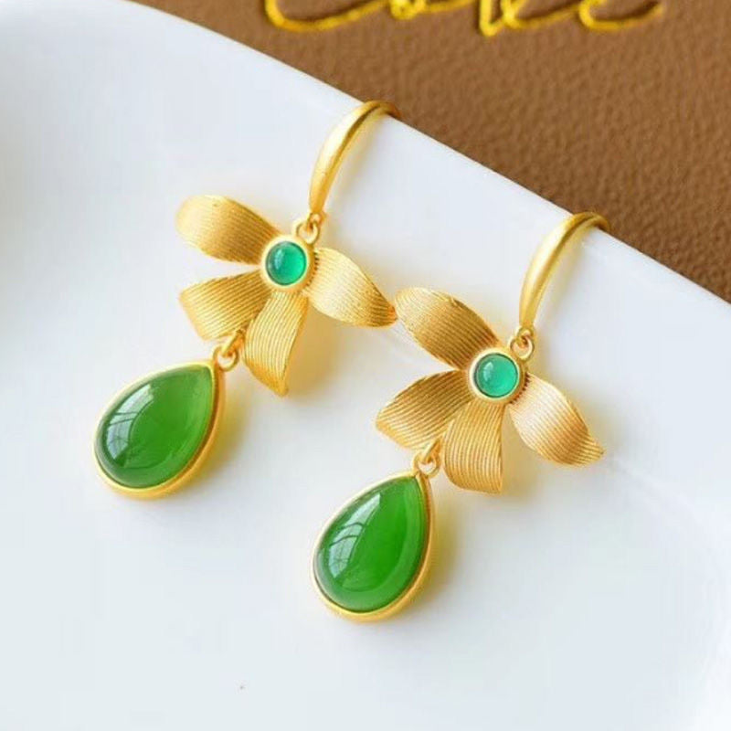Brincos Pendentes Jaspe Verde - par