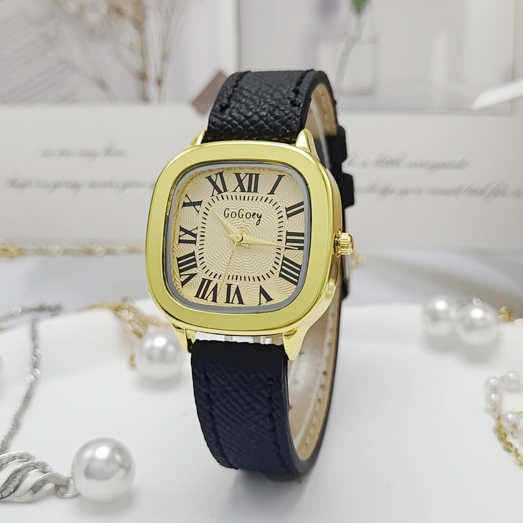 Relógio Retro Números Romanos - Bracelete de Pele Sintética
