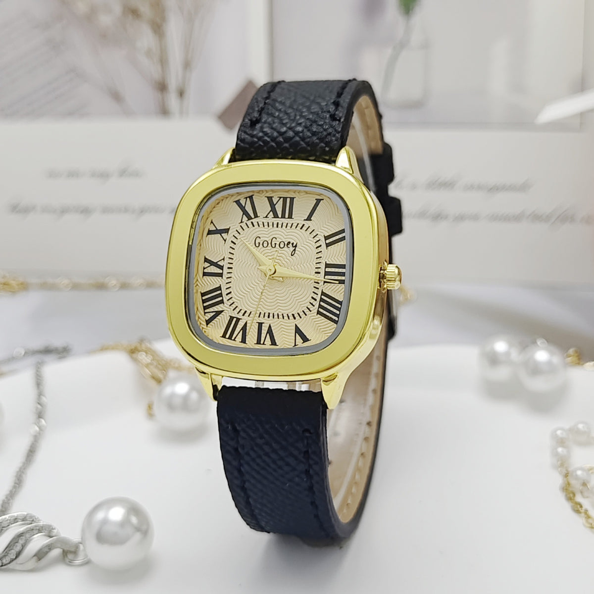 Relógio Retro Números Romanos - Bracelete de Pele Sintética